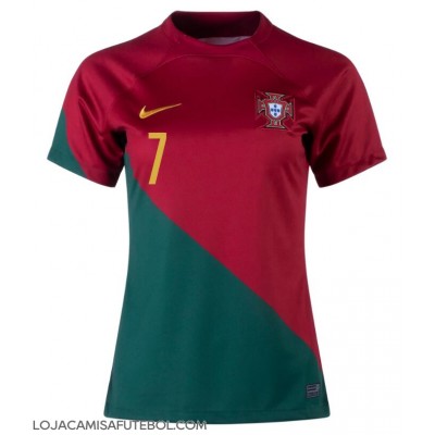 Camisa de Futebol Portugal Cristiano Ronaldo #7 Equipamento Principal Mulheres Mundo 2022 Manga Curta